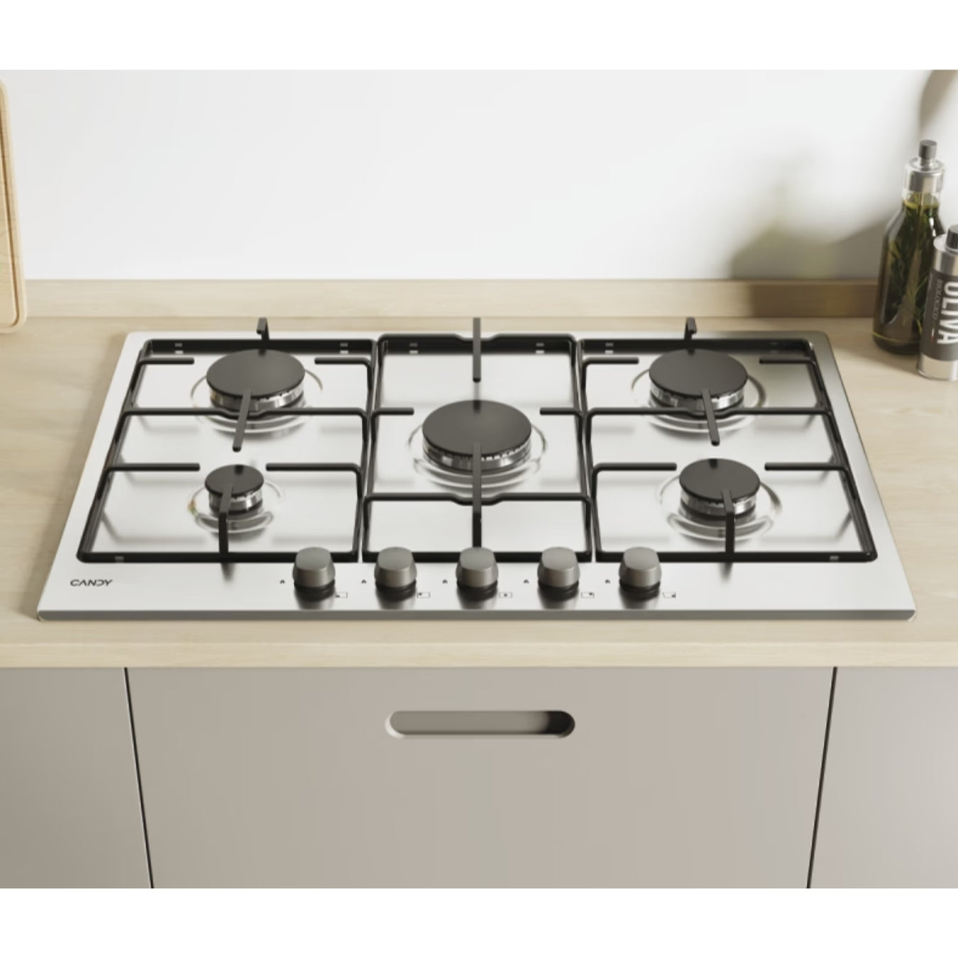 Candy Table de Cuisson CHW7X - Gaz Inox 5 Foyers