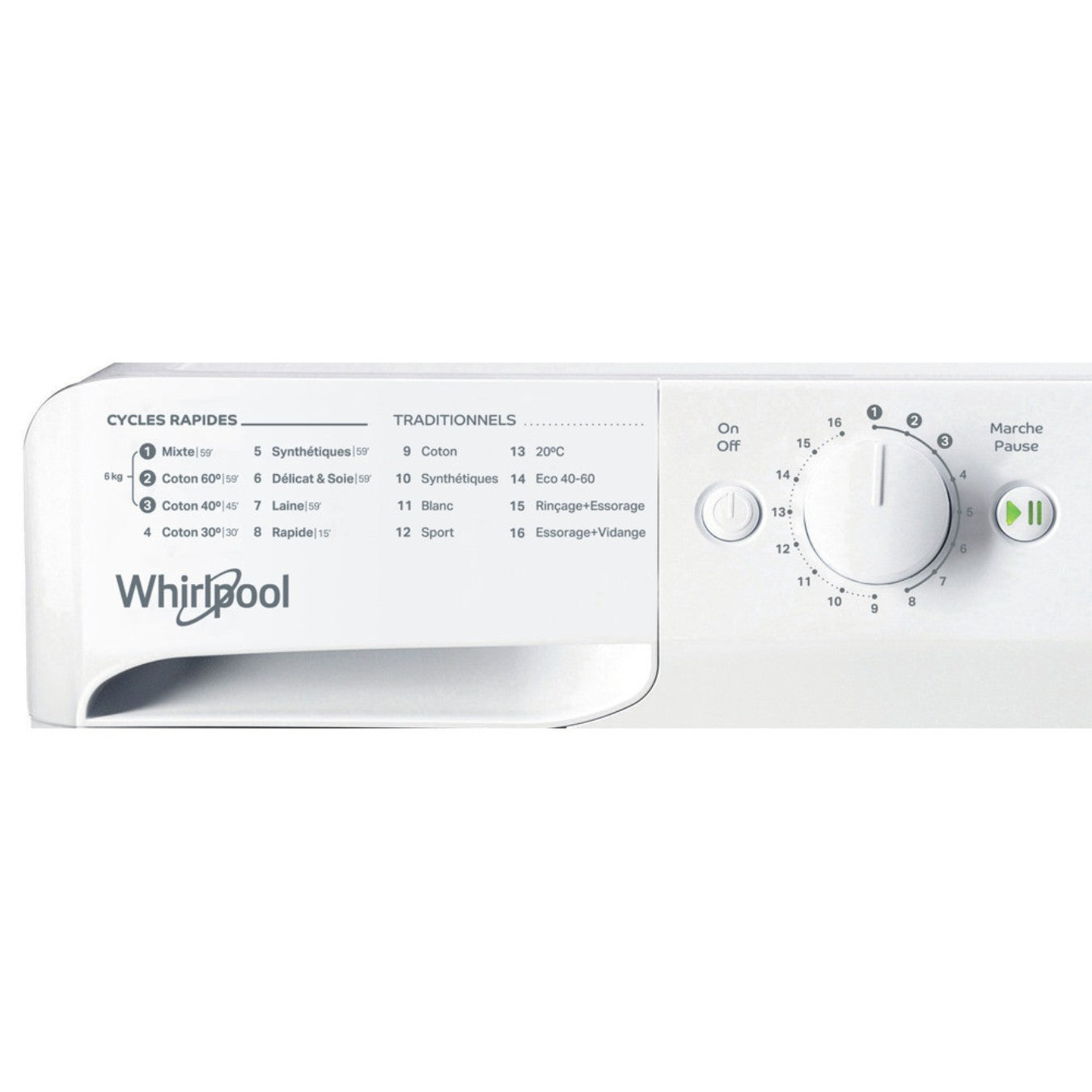 Lave-linge hublot posable Whirlpool: 6 kg - WMTA 6101 NA