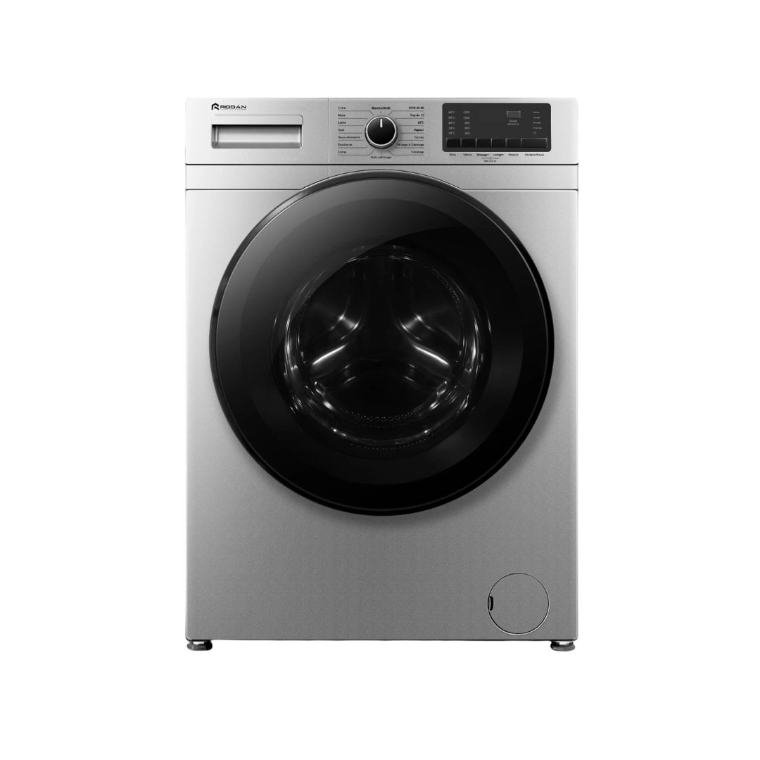 Lave-linge RODAN RODKG1006SV 10 kg, 1200 tr/min, moteur Inverter, contrôle intelligent. Couleur gris. Livraison partout au Maroc.