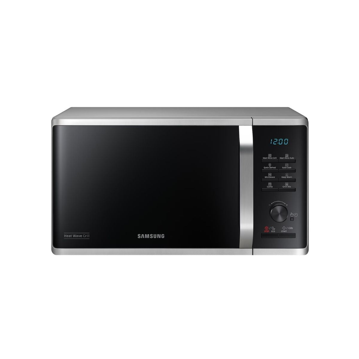 Micro-ondes Gril Samsung MG23K3575AS, 23L, Silver - Electrobay Maroc. Fonctions Keep Warm, Quick Defrost et cavité en Céramique Émaillée pour une cuisson facile.