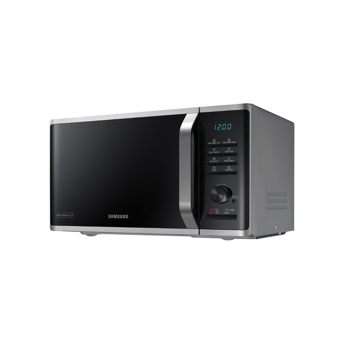 Micro-ondes Gril Samsung MG23K3575AS, 23L, Silver - Electrobay Maroc. Fonctions Keep Warm, Quick Defrost et cavité en Céramique Émaillée pour une cuisson facile.