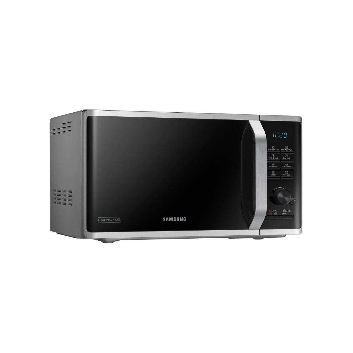 Micro-ondes Gril Samsung MG23K3575AS, 23L, Silver - Electrobay Maroc. Fonctions Keep Warm, Quick Defrost et cavité en Céramique Émaillée pour une cuisson facile.