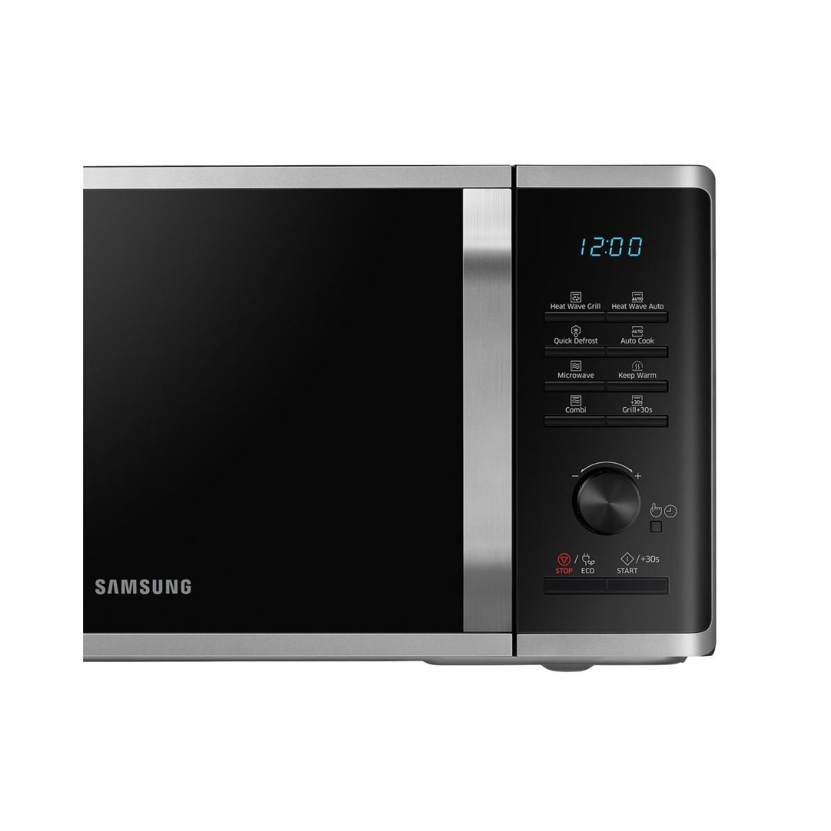 Micro-ondes Gril Samsung MG23K3575AS, 23L, Silver - Electrobay Maroc. Fonctions Keep Warm, Quick Defrost et cavité en Céramique Émaillée pour une cuisson facile.