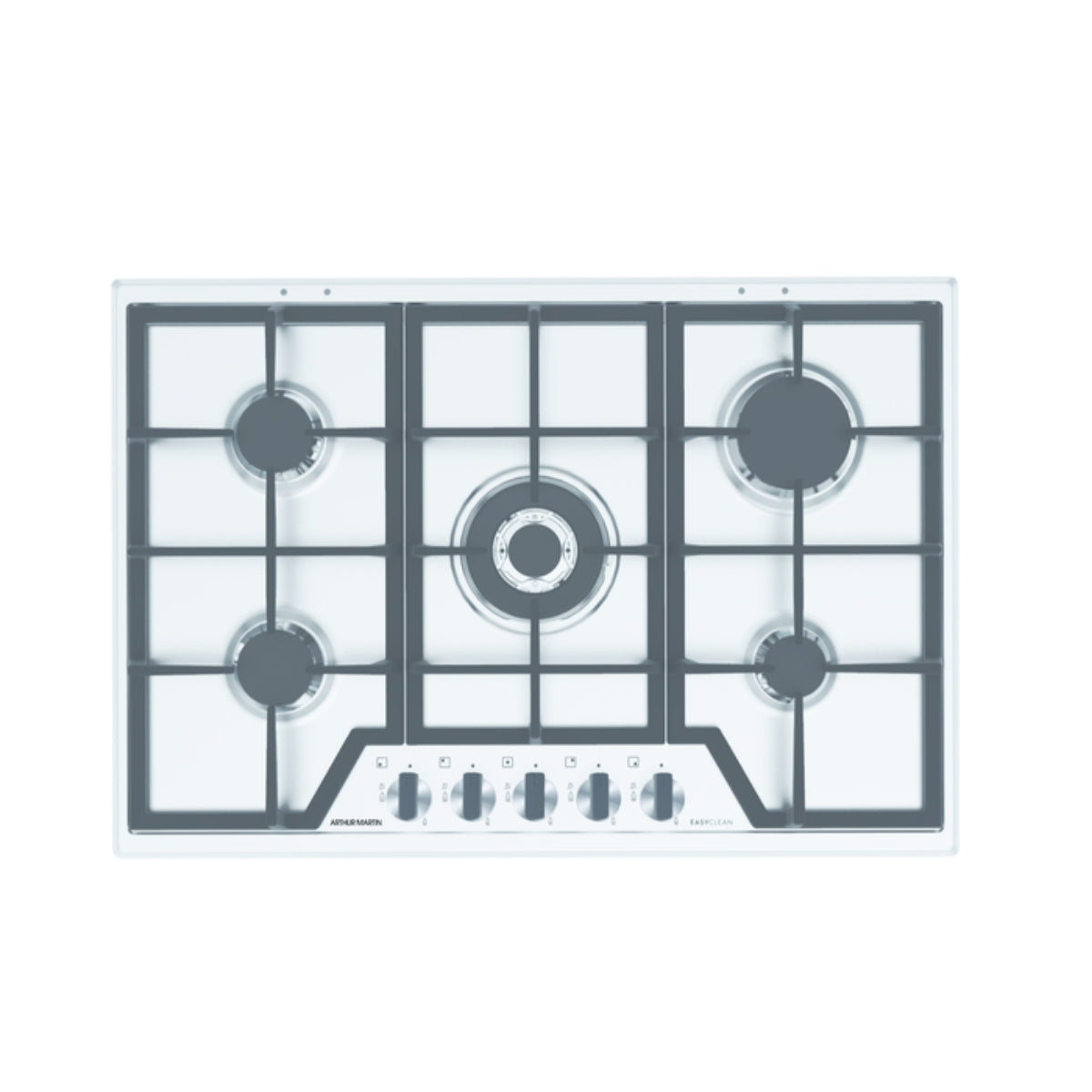 Découvrez la plaque de cuisson gaz Arthur Martin AGS7536XX 75cm chez Electrobay. 5 feux dont un brûleur Wok puissant, grilles en fonte et design inox facile à nettoyer.