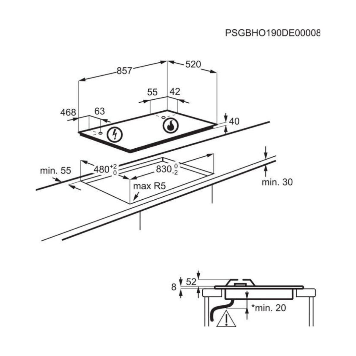 Plaque de Cuisson AGS9536X Gaz Arthur Martin 90cm 5 Feux Inox