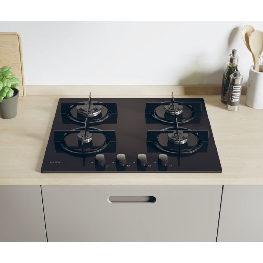 Plaque de Cuisson CVW6BB Gaz sur Verre Candy