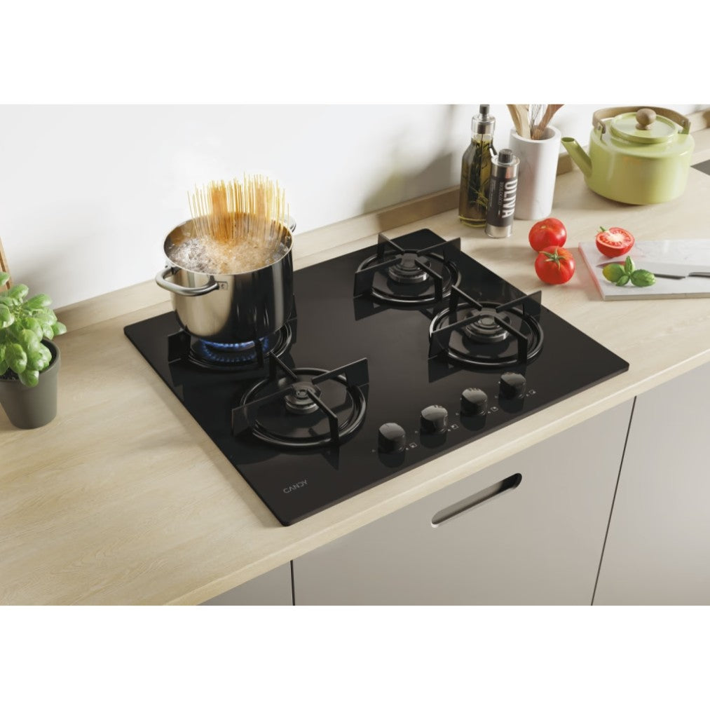 Plaque de Cuisson CVW6BB Gaz sur Verre Candy