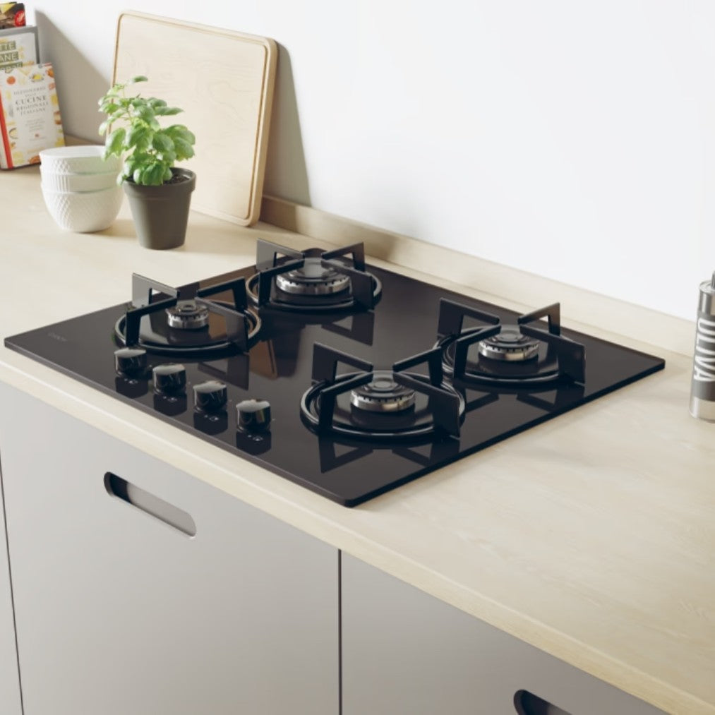 Plaque de Cuisson CVW6BB Gaz sur Verre Candy