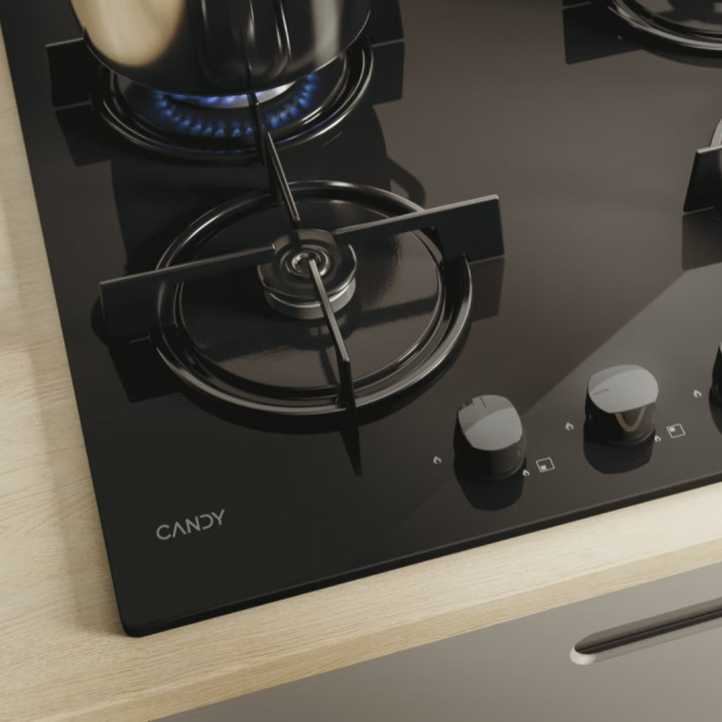 Plaque de Cuisson CVW6BB Gaz sur Verre Candy