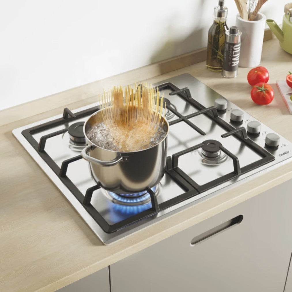 Table Cuisson Gaz Candy CHG6LX 4 Feux 60cm Inox