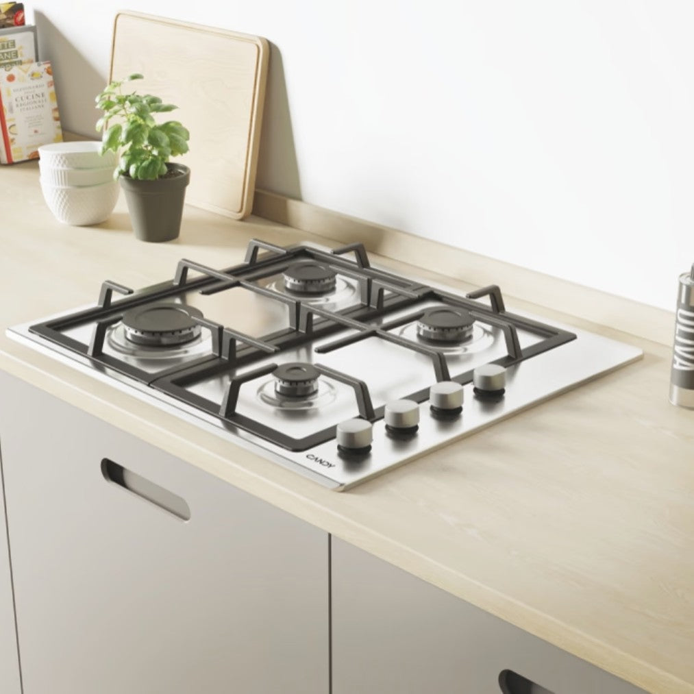 Table Cuisson Gaz Candy CHG6LX 4 Feux 60cm Inox